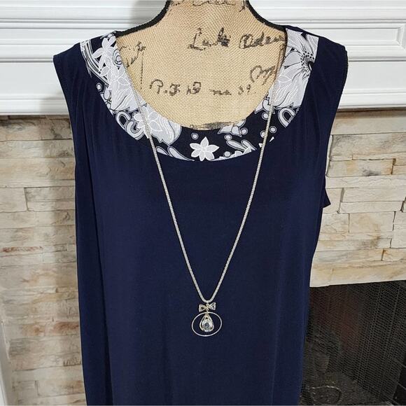 R M Richards navy and white 2 piece dress and duster length jacket plus size 20W - Picture 7 of 10